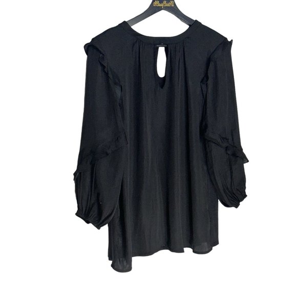 Dolan Black Ruffled Trim Keyhole Blouse S - Picture 10 of 13